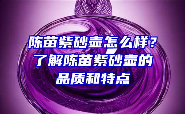 陈苗紫砂壶怎么样？了解陈苗紫砂壶的品质和特点